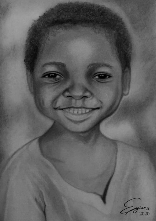Рисунок под названием "JOYFUL CHILD" - Egiar.S, Подлинное произведение искусства, Карандаш