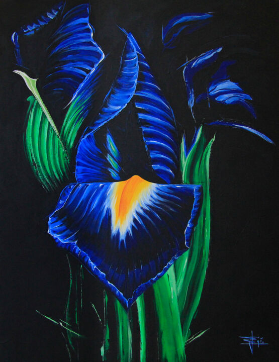 Malerei mit dem Titel "BLU-IRIS" von Egidio Gariano, Original-Kunstwerk, Acryl Auf Keilrahmen aus Holz montiert