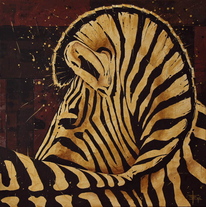 Painting titled "ZEBRA" by Egidio Gariano, Original Artwork, Acrylic Mounted on Wood Stretcher frame