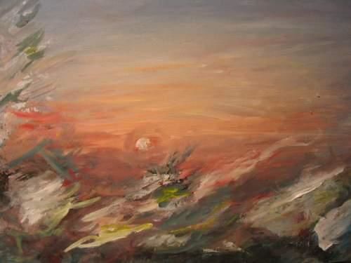 Peinture intitulée "soleil couchant II" par Egiboutique, Œuvre d'art originale