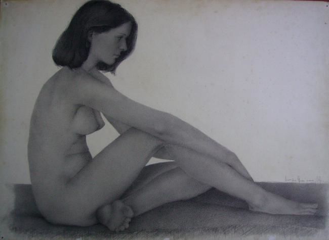 Disegno intitolato "nudo" da Massimo Gozzi, Opera d'arte originale
