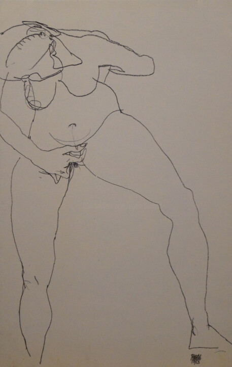Printmaking titled "Stehende Masturbier…" by Egon Schiele, Original Artwork, Lithography