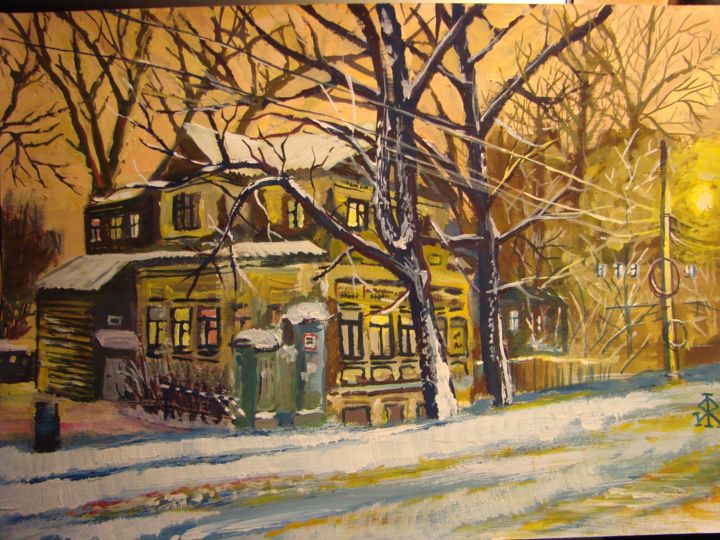 Картина под названием "После снегопада" - Егор Фильчаков, Подлинное произведение искусства, Гуашь