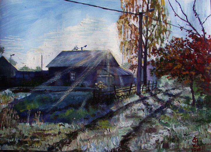 Картина под названием "Осенний иней" - Егор Фильчаков, Подлинное произведение искусства, Гуашь