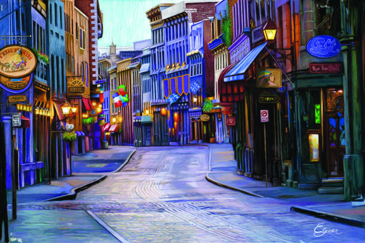 Digital Arts titled "Rue Saint Paul ( Mo…" by Eguer, Original Art, Digital Painting