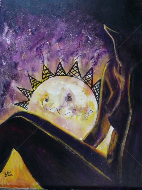 Peinture intitulée "Clair de lune à Nu" par Emc Eguimendia, Œuvre d'art originale