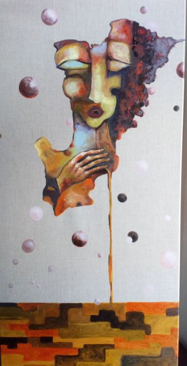 Painting titled "fluidity" by Levente Gaspar, Original Art, Oil