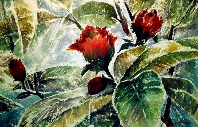 Malarstwo zatytułowany „red roses” autorstwa Ehab Lotfi, Oryginalna praca, Olej