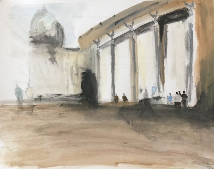 Painting titled "Ruined" by Ehsan Attarian, Original Art, Watercolor