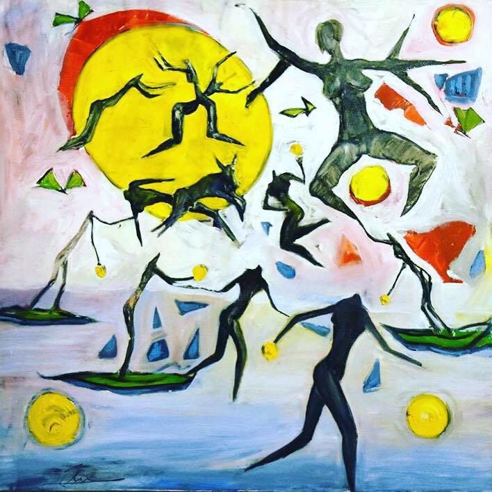Painting titled "Sun Dance" by Eiad Oraby, Original Art, Oil