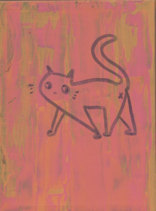 Painting titled "Abstract Pussycat O…" by Oberlin The Artist, Original Artwork, Acrylic