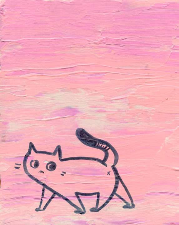 Peinture intitulée "Abstract Pussycat P…" par Oberlin The Artist, Œuvre d'art originale, Acrylique