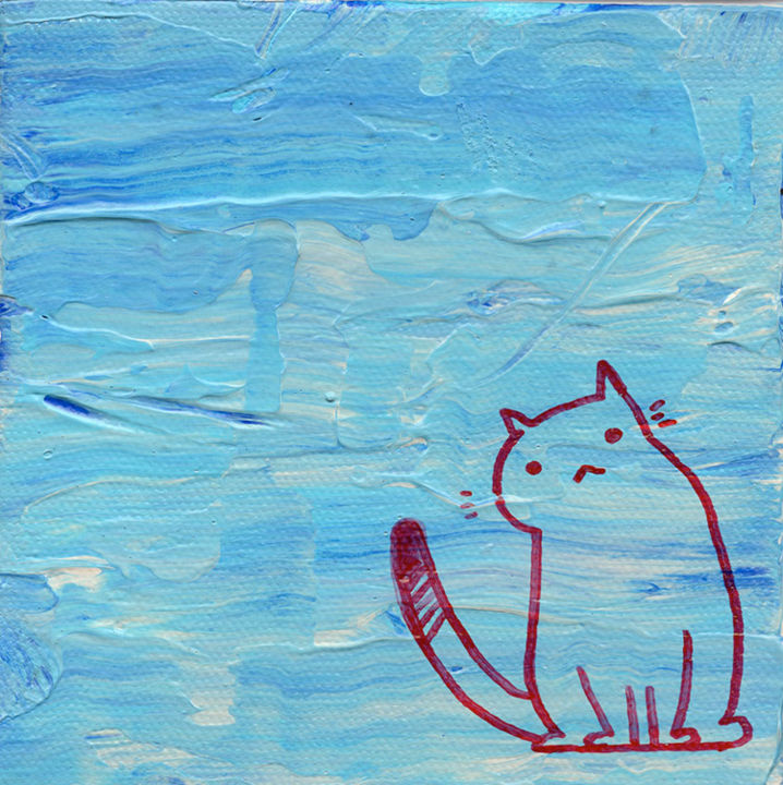 Pintura intitulada "Abstract Pussycat B…" por Oberlin The Artist, Obras de arte originais, Acrílico