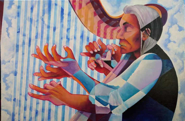 "The Harpist #9" başlıklı Tablo Oberlin The Artist tarafından, Orijinal sanat, Akrilik