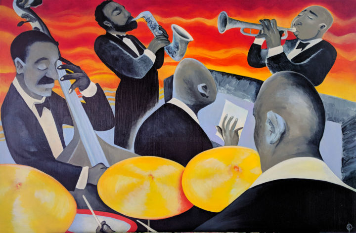 绘画 标题为“Jazz I” 由Oberlin The Artist, 原创艺术品, 丙烯