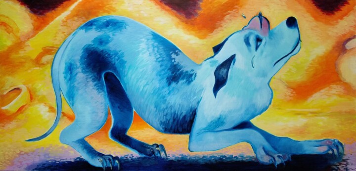 Pittura intitolato "Submissive Dog" da Oberlin The Artist, Opera d'arte originale, Olio