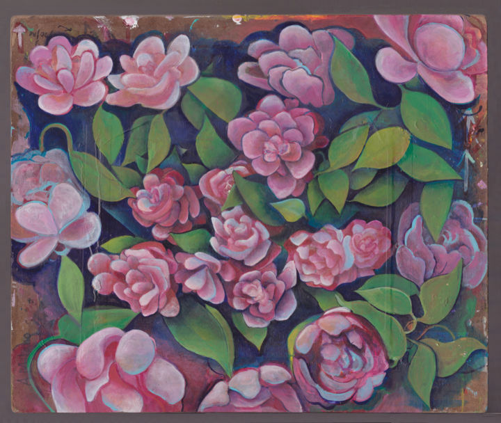 Pintura titulada "Flowers progress 13" por Oberlin The Artist, Obra de arte original, Acrílico