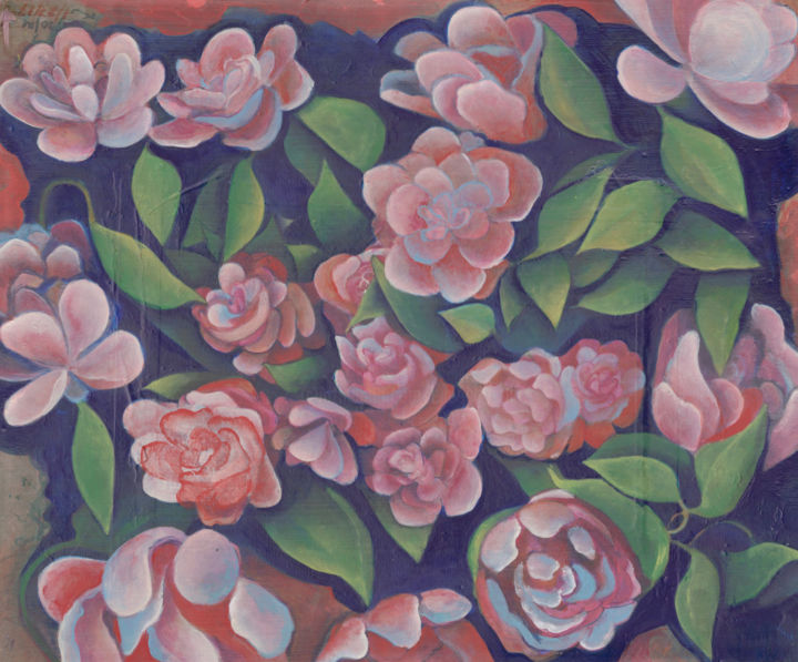 Картина под названием "Flowers progress 18" - Oberlin The Artist, Подлинное произведение искусства, Акрил