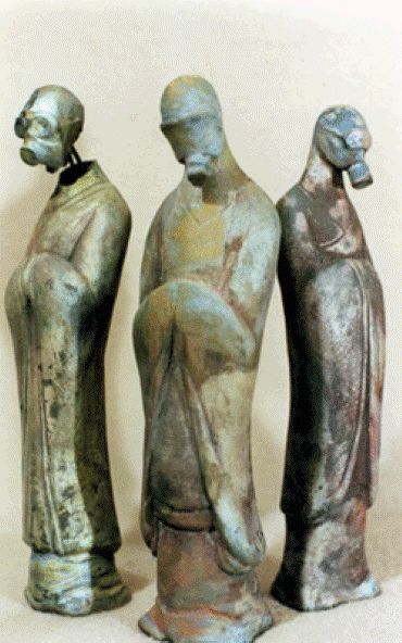 Rzeźba zatytułowany „3 Wise Men” autorstwa Erik James, Oryginalna praca, Ceramika
