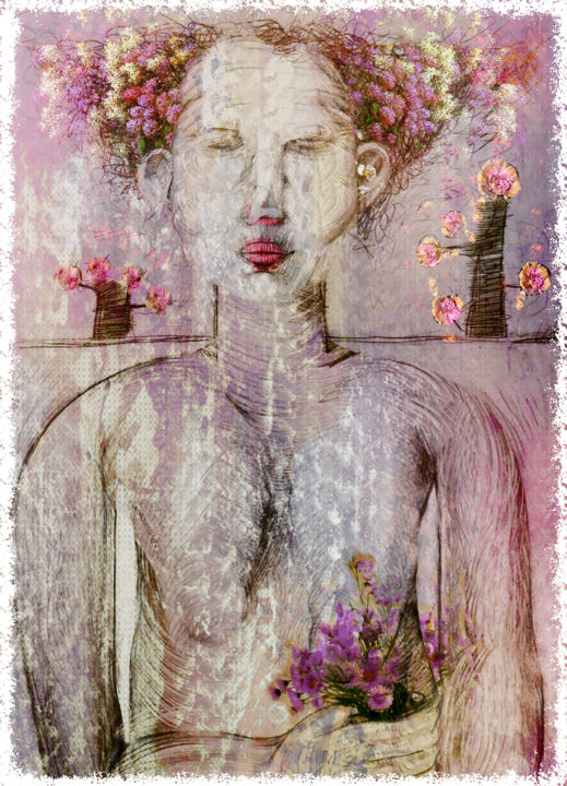 ""Girl from my dream…" başlıklı Kolaj Kato tarafından, Orijinal sanat, Kâğıt