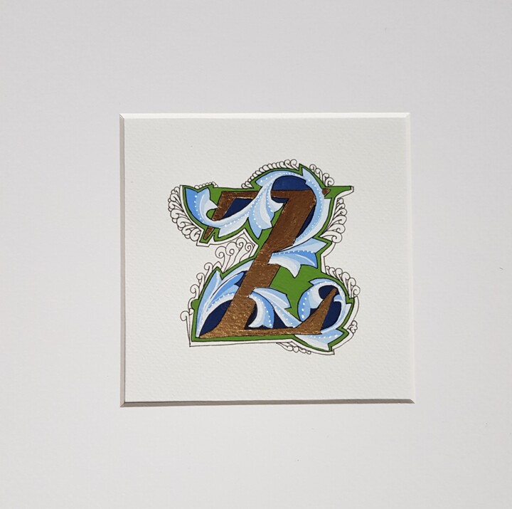 Malarstwo zatytułowany „Initial Letter Z, B…” autorstwa Ekaterina Andreeva, Oryginalna praca, Gwasz