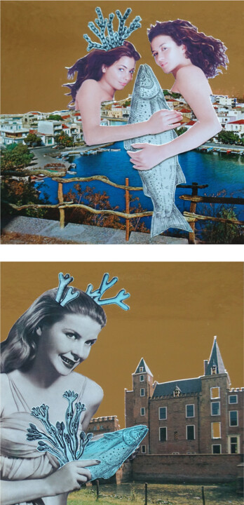 Collages getiteld "The four Princesses" door Ekaterina Anikina, Origineel Kunstwerk, Collages