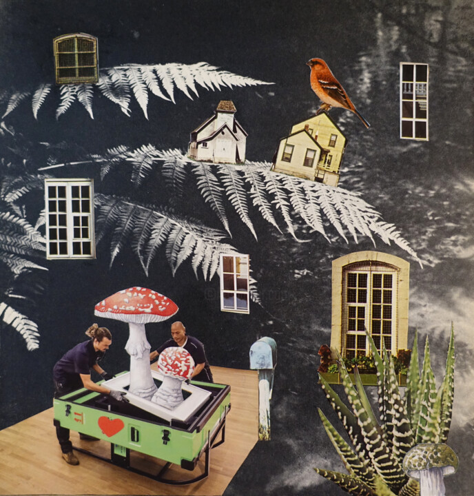 Collages intitolato "Inhabited Space" da Ekaterina Anikina, Opera d'arte originale, Collages