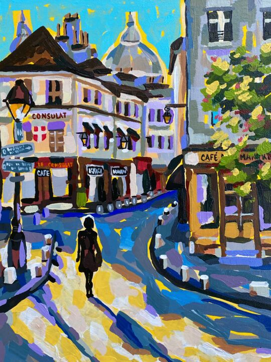 Картина под названием "Montmartre, une jou…" - Ekaterina Baranova, Подлинное произведение искусства, Акрил