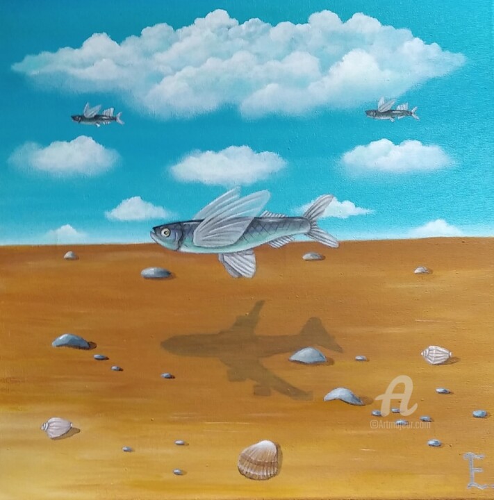 Картина под названием "Полёт над пустыней" - Екатерина Бесполова, Подлинное произведение искусства, Акрил Установлен на Дере…