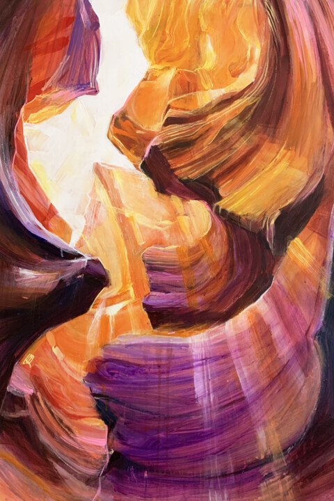 Pittura intitolato "Sun in curves" da Ekaterina Glazkova, Opera d'arte originale, Acrilico