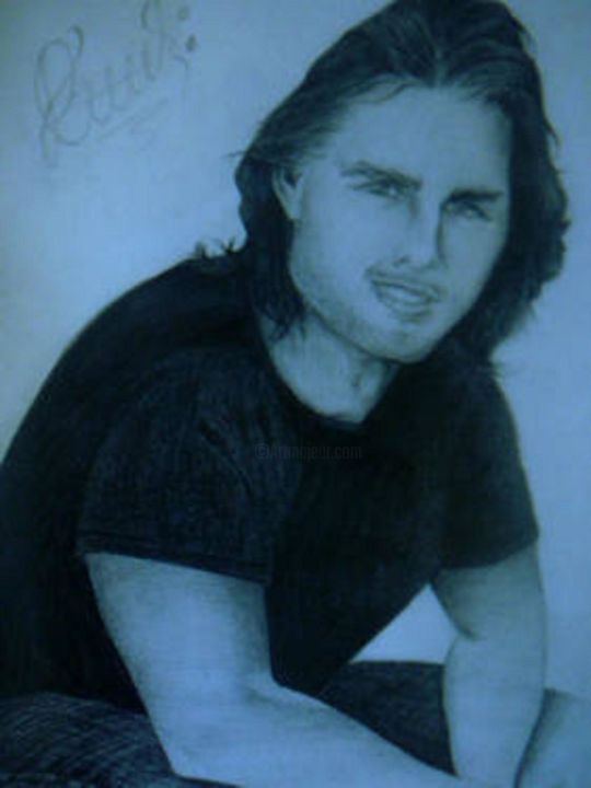 Drawing titled "Tom Cruise" by Ekaterinakirova, Original Artwork, Pencil