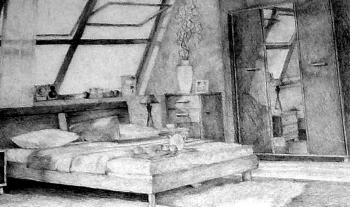 Drawing titled "A room" by Ekaterinakirova, Original Artwork, Pencil