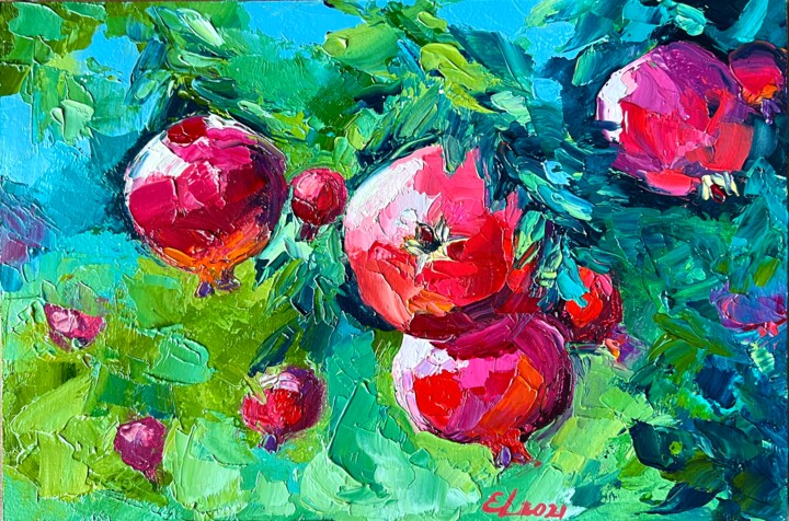Pintura titulada "Pomegranates - oil…" por Ekaterina Larina, Obra de arte original, Oleo