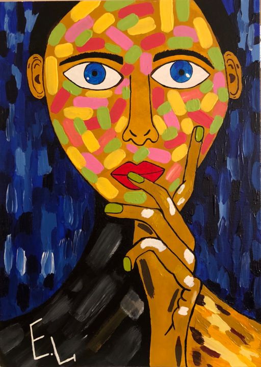Картина под названием "Ее глаза" - Екатерина Литвинова, Подлинное произведение искусства, Акрил