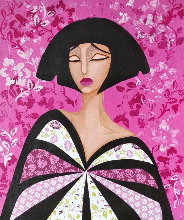 Painting titled "Sakura" by Ekaterina Nesterova, Original Artwork, Acrylic