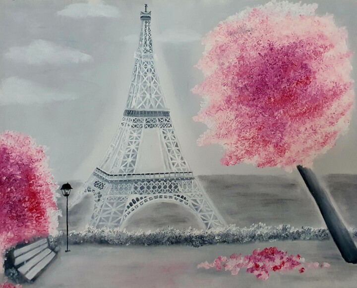 Painting titled "Parisian dream" by Ekaterina Nichubai (Shpekht), Original Artwork, Oil