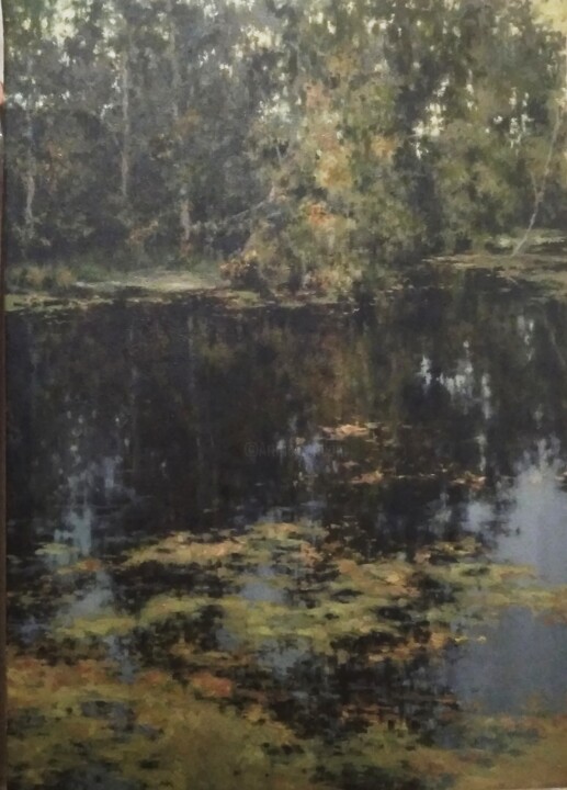 Painting titled "Лесной пруд в Невер…" by Ekaterina Pylkina, Original Artwork, Oil