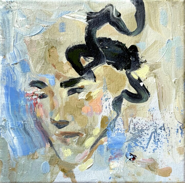 Картина под названием "Thought" - Ekaterina Vasilevskaya, Подлинное произведение искусства, Масло Установлен на Деревянная р…