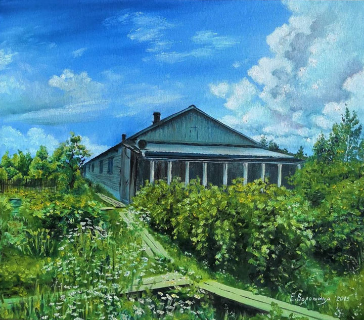 Painting titled "Parent's home" by Ekaterina Voloshina, Original Artwork, Oil