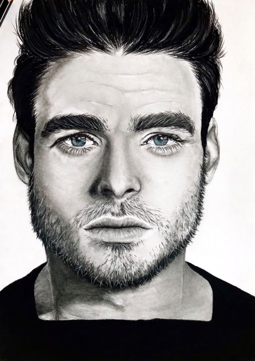 Disegno intitolato "Richard Madden" da Ekaterina Popova, Opera d'arte originale, Carbone