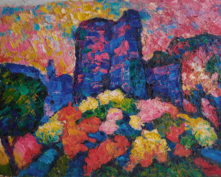 Malerei mit dem Titel ""Maiden Tower"" von Elchin Nadirov, Original-Kunstwerk, Öl