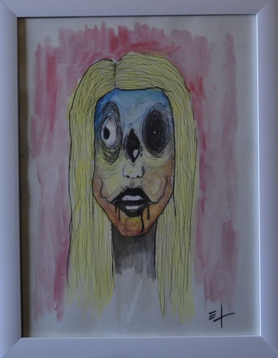 Painting titled "Femme 2" by El Tonio, Original Artwork, Watercolor