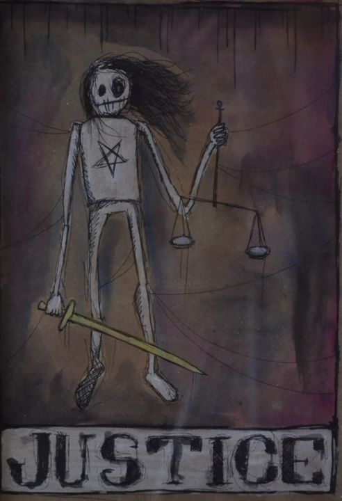 Painting titled "Justice" by El Tonio, Original Artwork, Watercolor