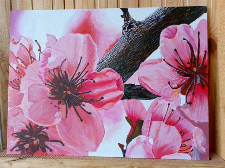 Painting titled "Сакура весной" by El Vira Muhametdinova, Original Artwork, Acrylic