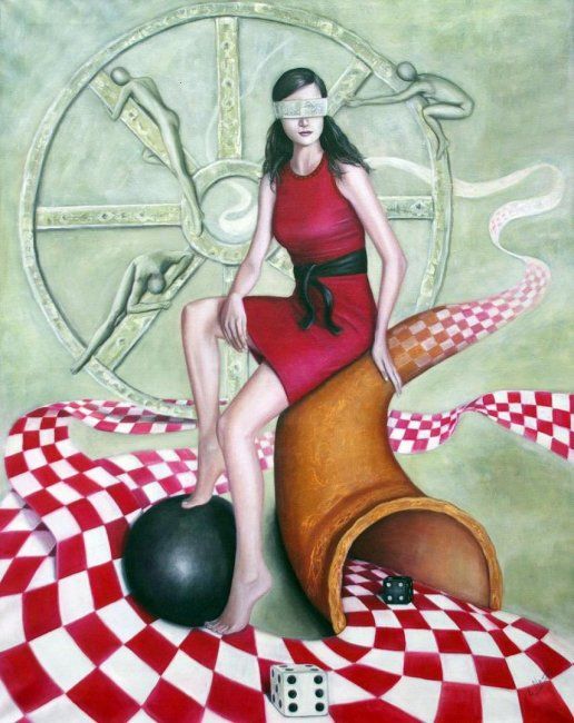 Painting titled "Fortuna" by Ela Nowak, Original Artwork, Oil