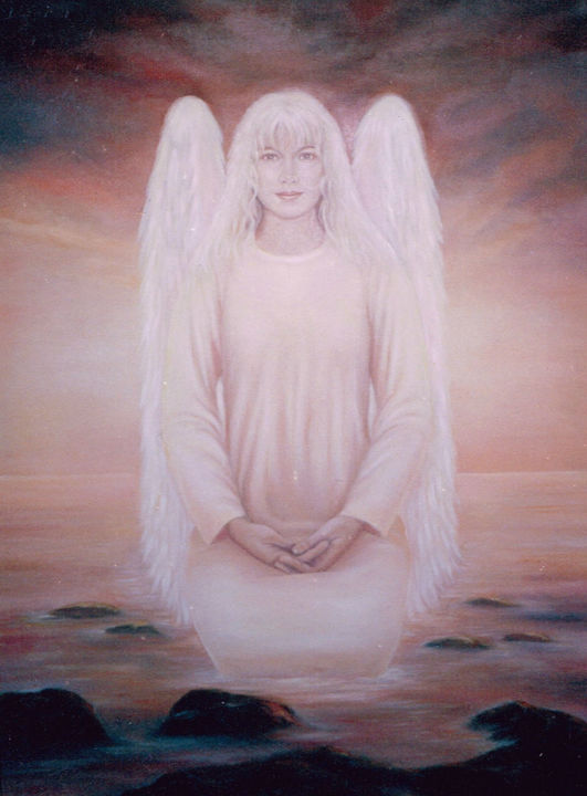Malerei mit dem Titel "Engel" von Ela Nowak, Original-Kunstwerk, Öl