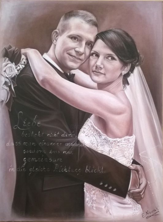 Painting titled "Brautpaar" by Ela Nowak, Original Artwork, Oil