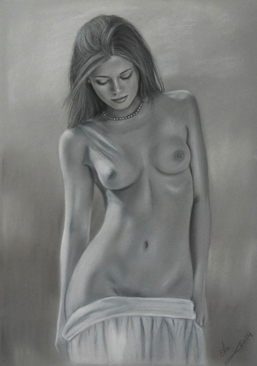 Desenho intitulada "Akt 3" por Ela Nowak, Obras de arte originais, Pastel