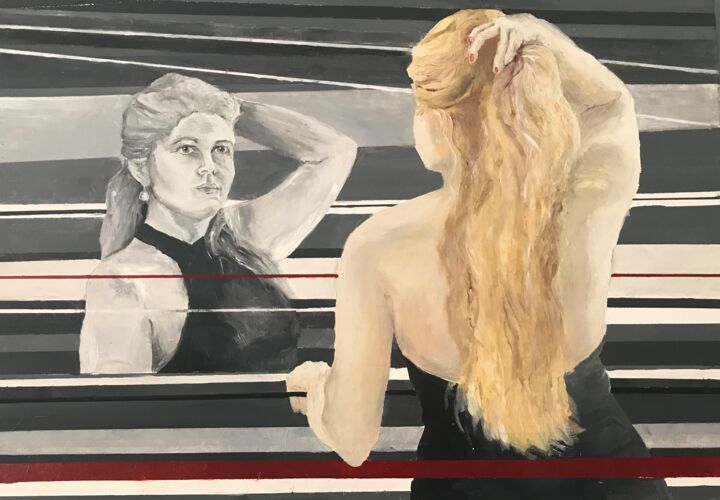 Картина под названием "ALTER EGO-Mirror 2" - Elżbieta Helena Pawłowska, Подлинное произведение искусства, Масло