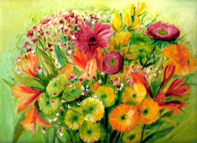 Peinture intitulée "Cut Flowers" par Eg, Œuvre d'art originale,